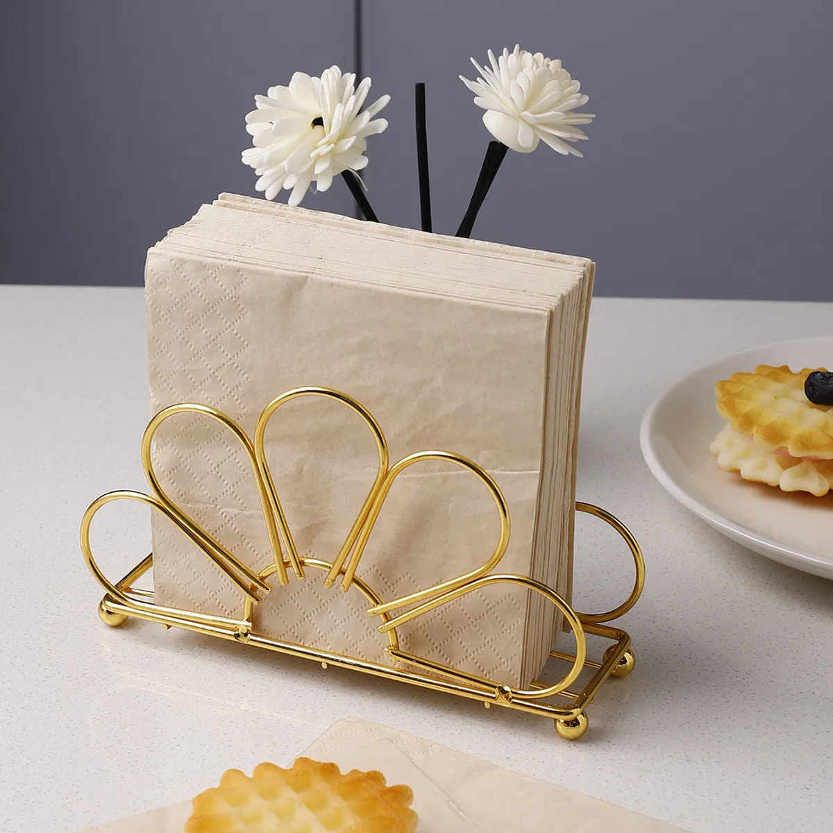 Flower Shape Tissue Box Stand Paper Holder Desktop Napkin Storage Rack