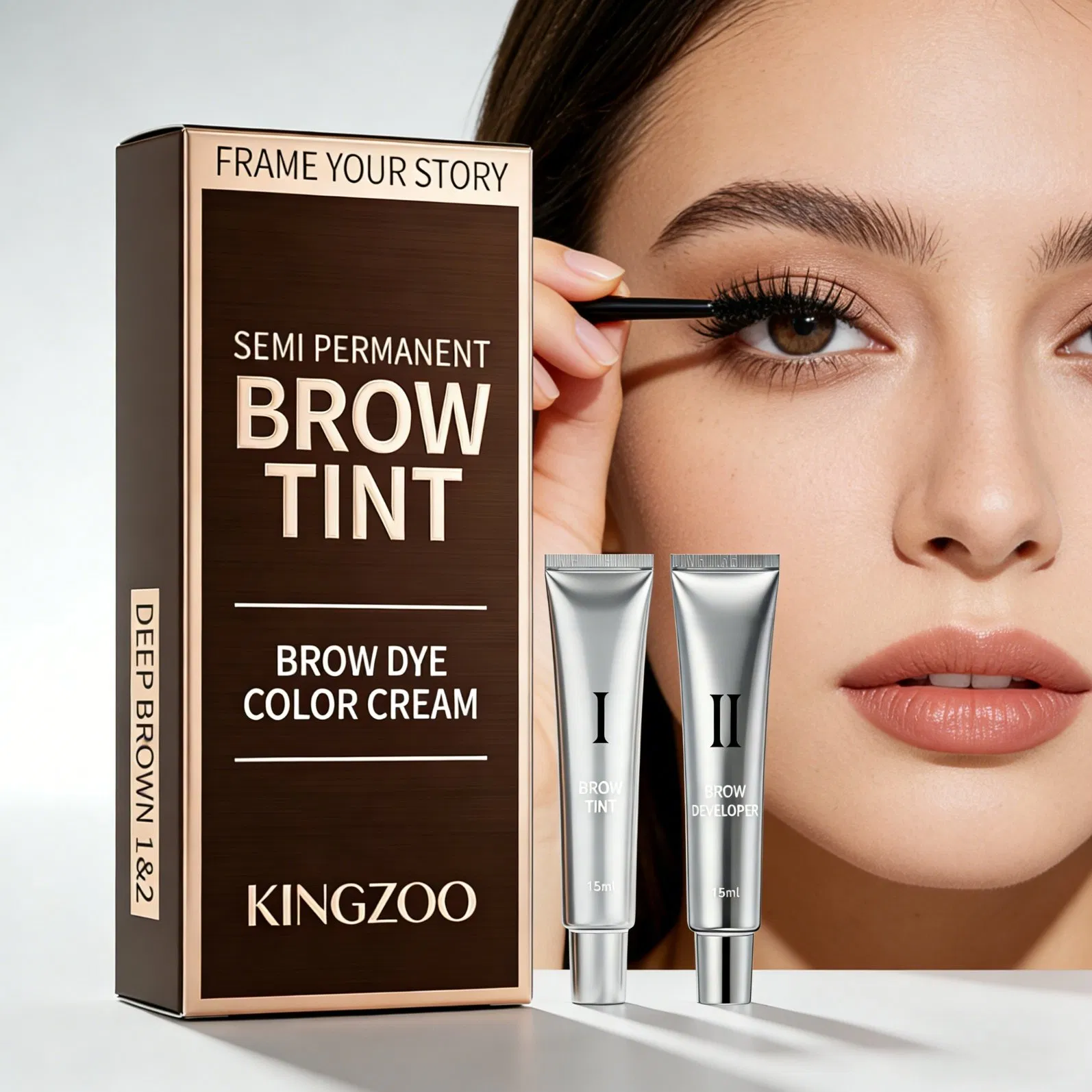 Premium 2 Color Hybrid Lash Brow Tint Kit Long Lasting Semi Permanent Black Brown Eyebrow Dye for Home & Salon