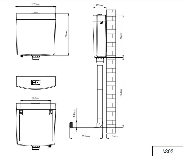 PP Material Water Tank Flush Toilet Tank