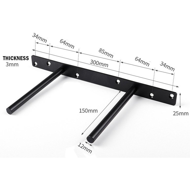 6" Blind Support Solid Steel Floating Shelf Bracket for Floating Wood Shelves