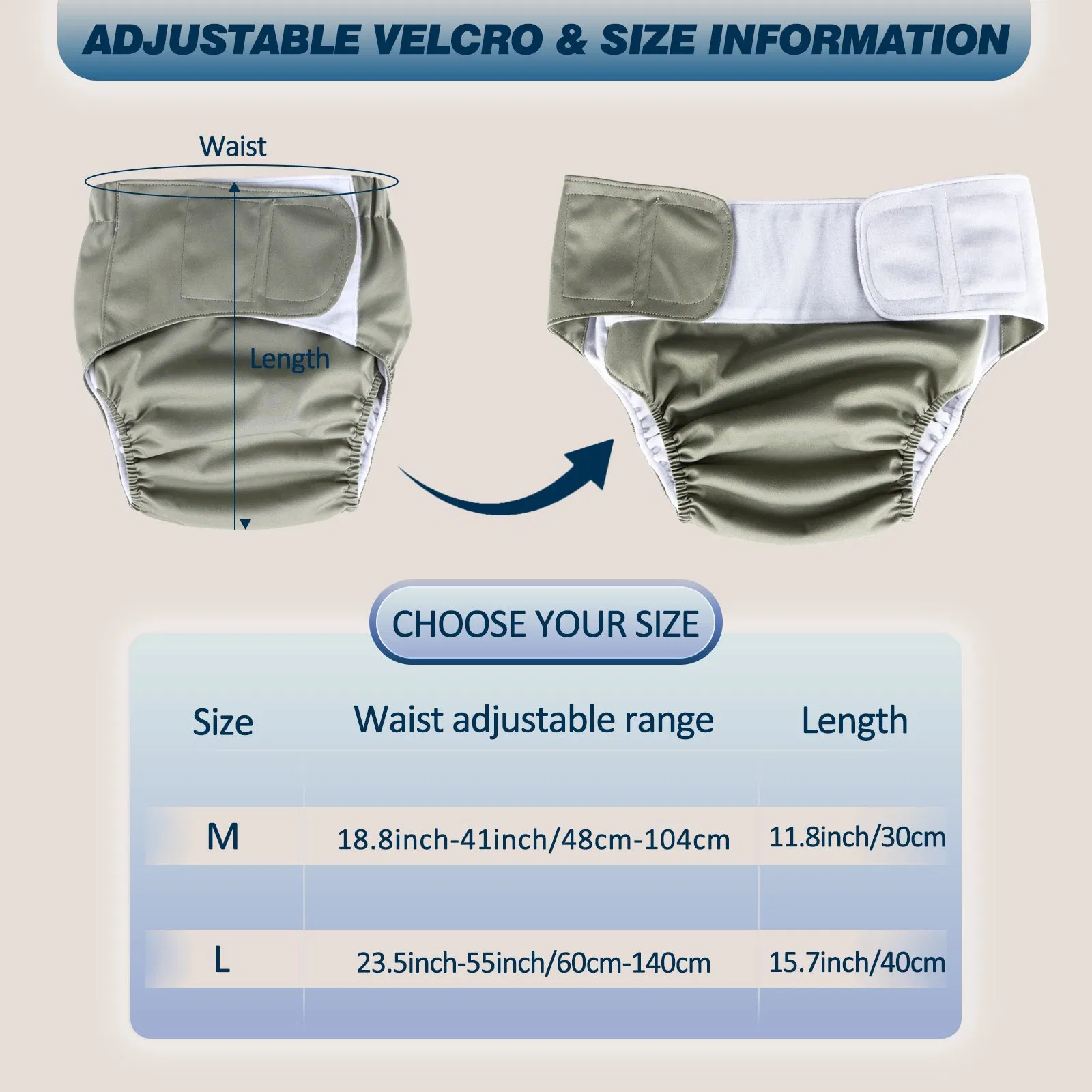 Reusable Absorbent Urinary Briefs Diapers for The Elderly
