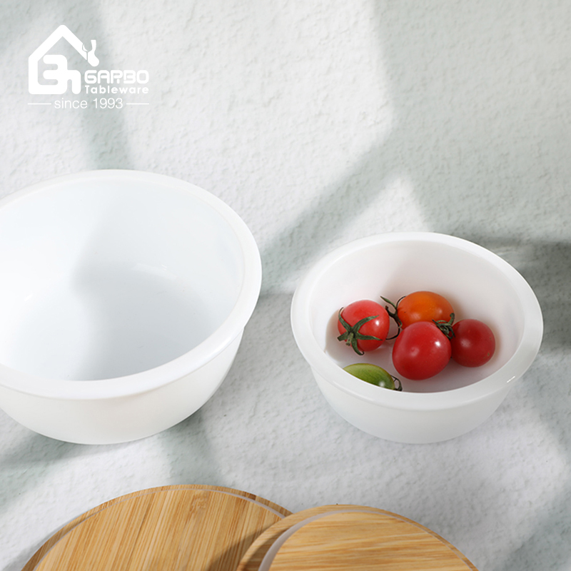 Factory Unique Multi Shape Opal Glass Food Container with Bamboo Lids