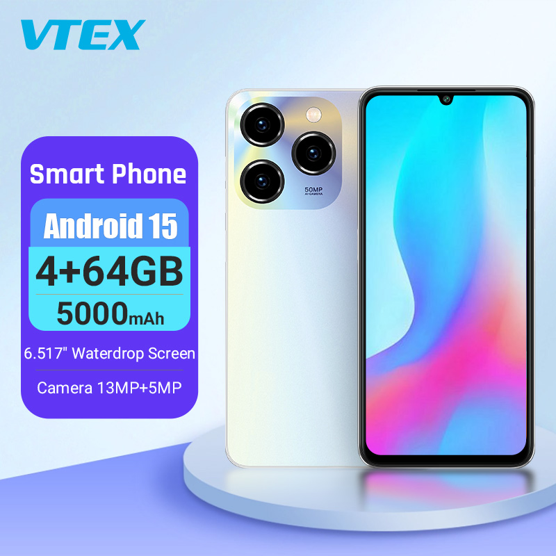 Смартфон Android 15, 6.56", 4/128 ГБ, 5000 мАч, 13 МП камера