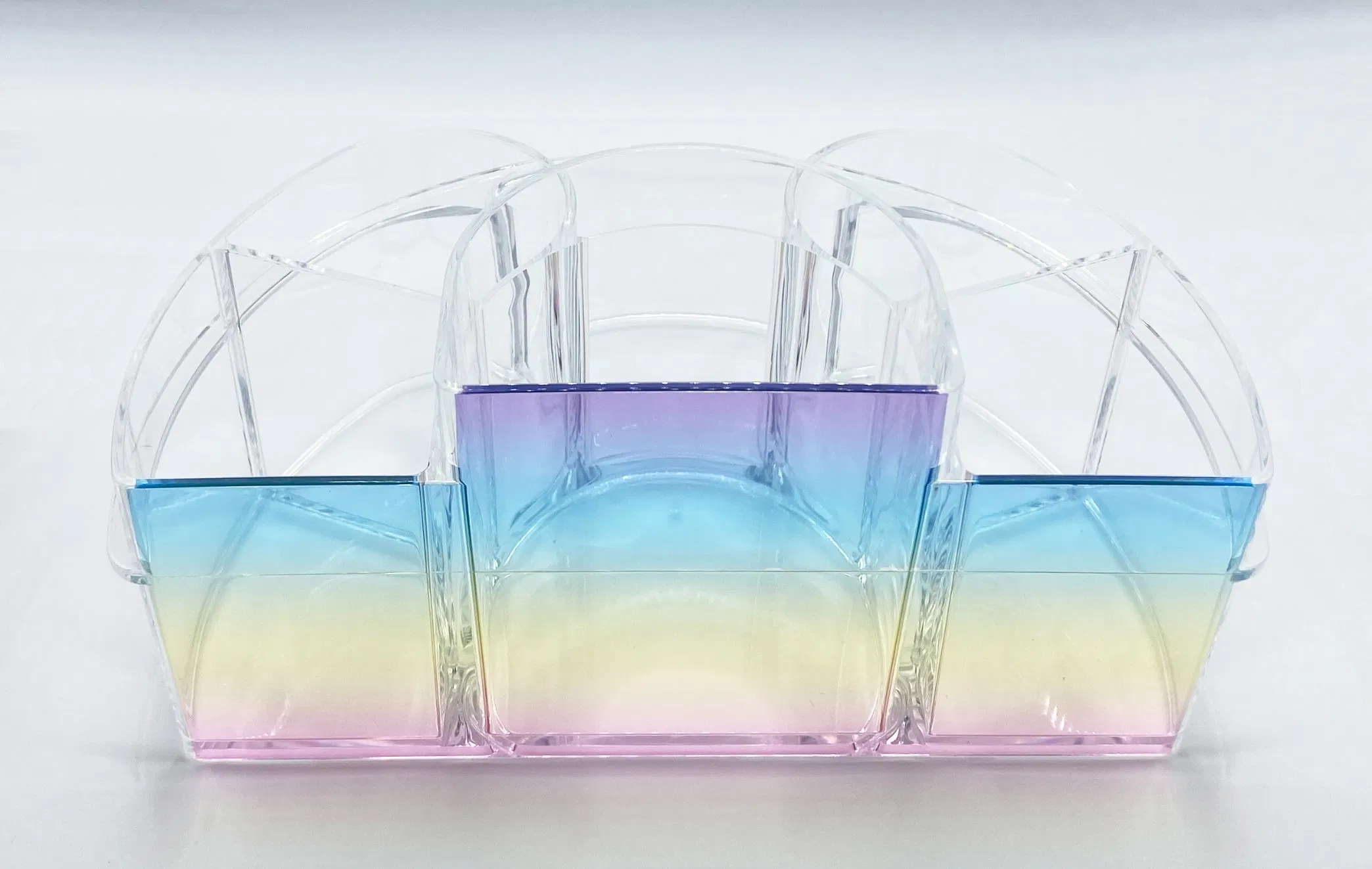Rainbow Color Desktop Acrylic Cosmetic Applicators Multi-Function Organizer