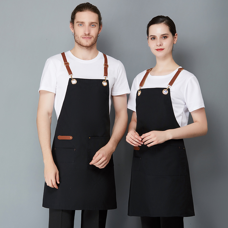 OEM Adjustable Long Short Leather Shoulder Straps Waiter Apron for Supermarket