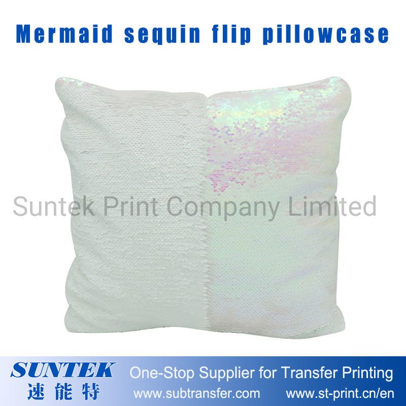 Square Sublimation Sequined Pillowcase White/Pearl White