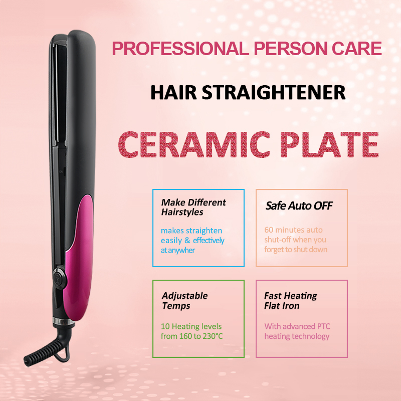 Custom Digital Flat Iron Black Hair Extension New Crimp Auto-Shut off Function LCD Display Hair Straightener