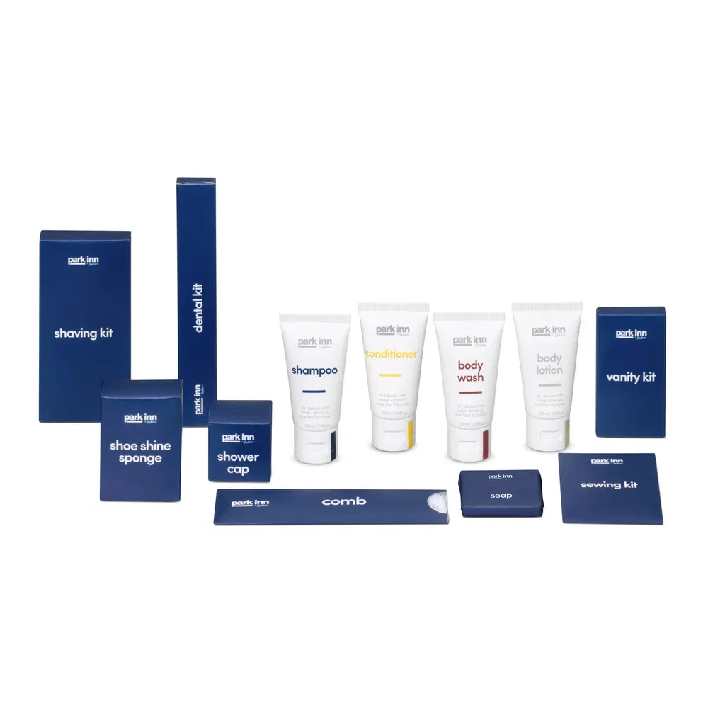 Hotel Amenities with Paper Box Wrapper for Hotel Guest Room Using