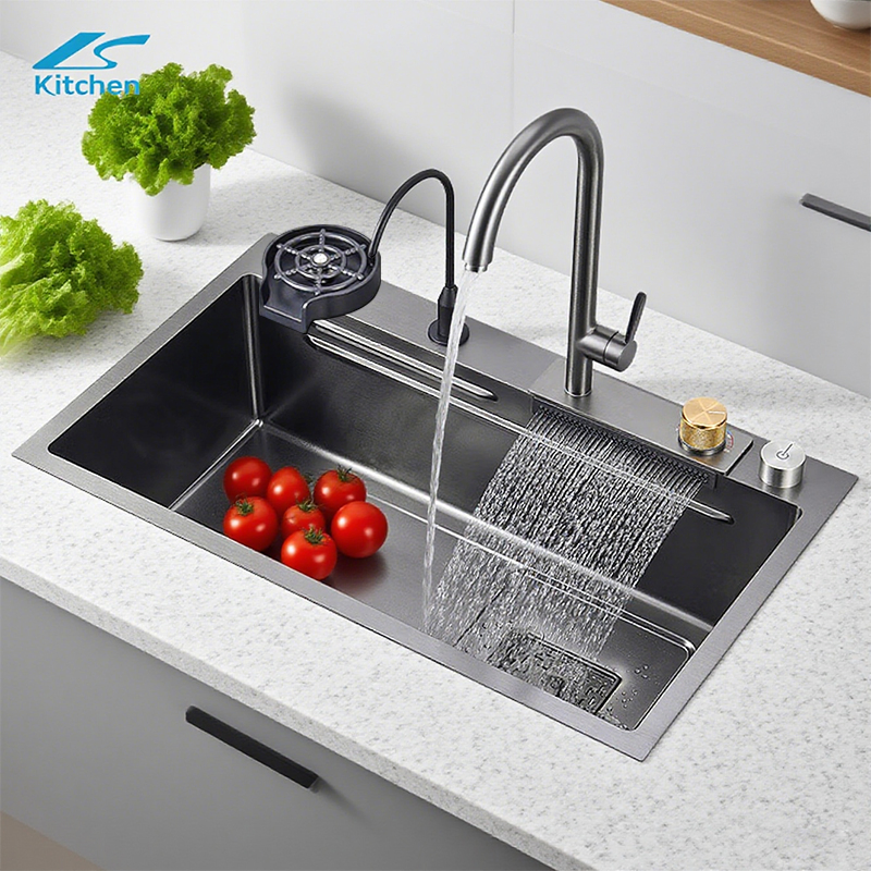 Smart 304 Stainsinkless Steel Nano Multifunctional Waterfall Style Kitchen Sink