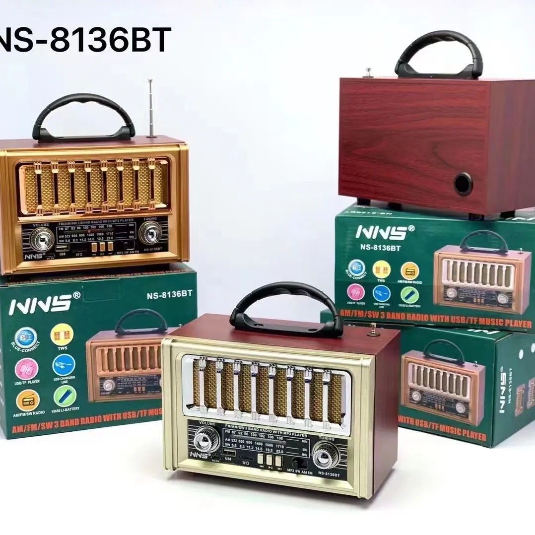 Ретро радио NS-8136BT с Bluetooth, деревянный корпус