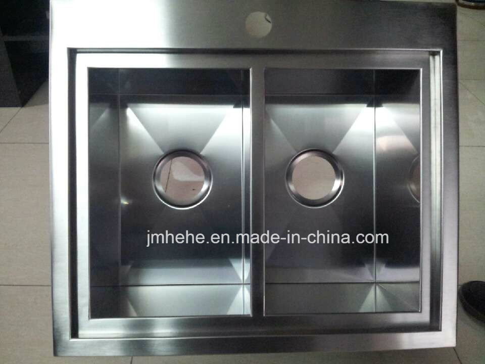 Handmade Stainless Steel Double Kitchen Sink with Faucet Hoel