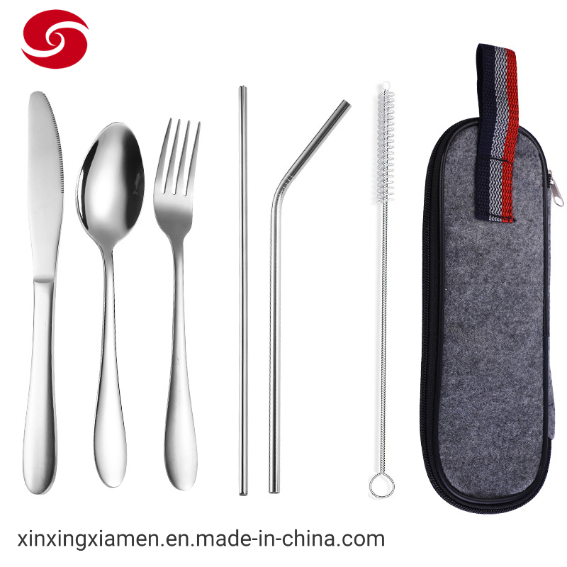 Customized Silver Stainless Steel Cutlery Set Smooth Portable