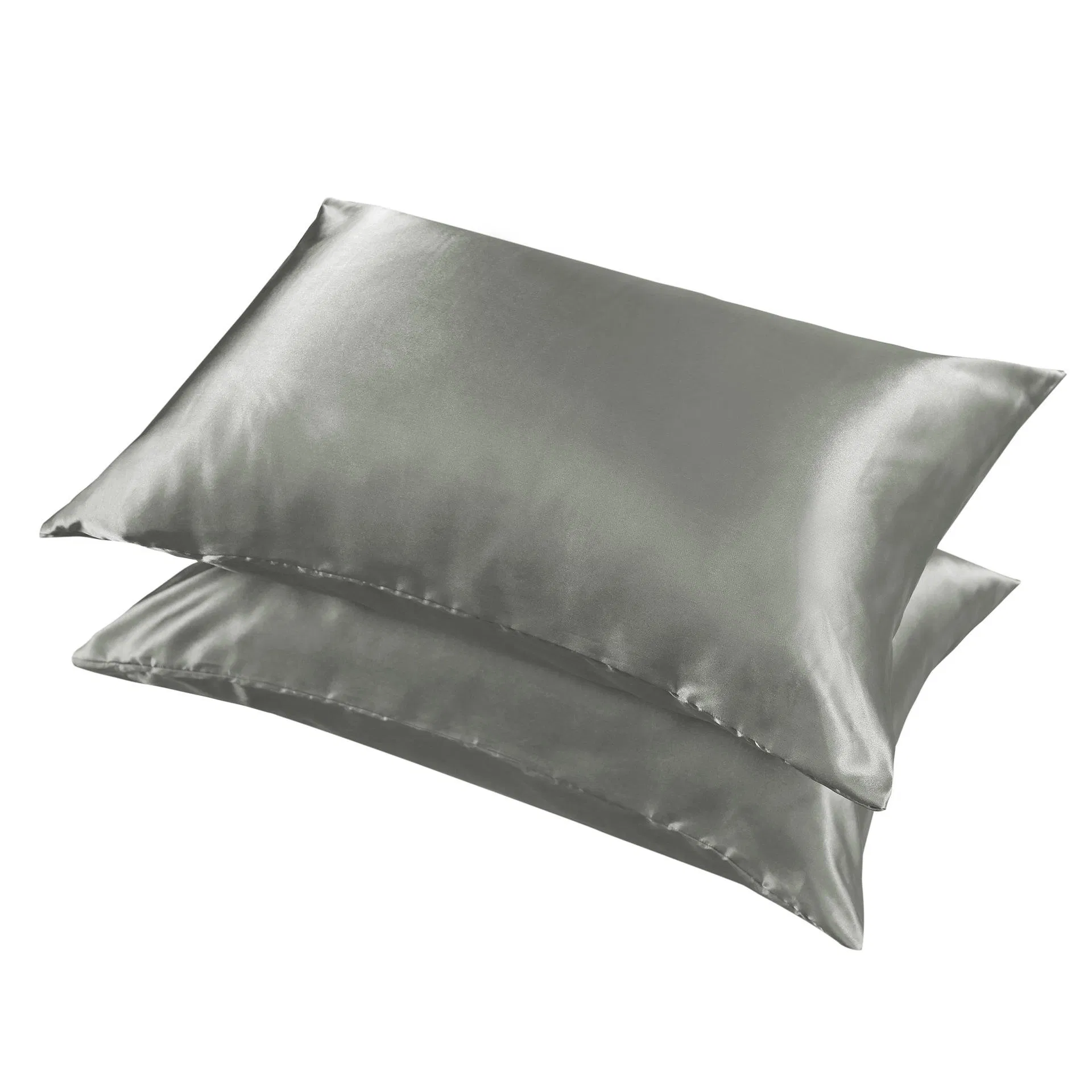 Hot Selling Solid Color Satin Silk Pillowcase Customize Embroidery Screen Printing Bedding Pillow Covers