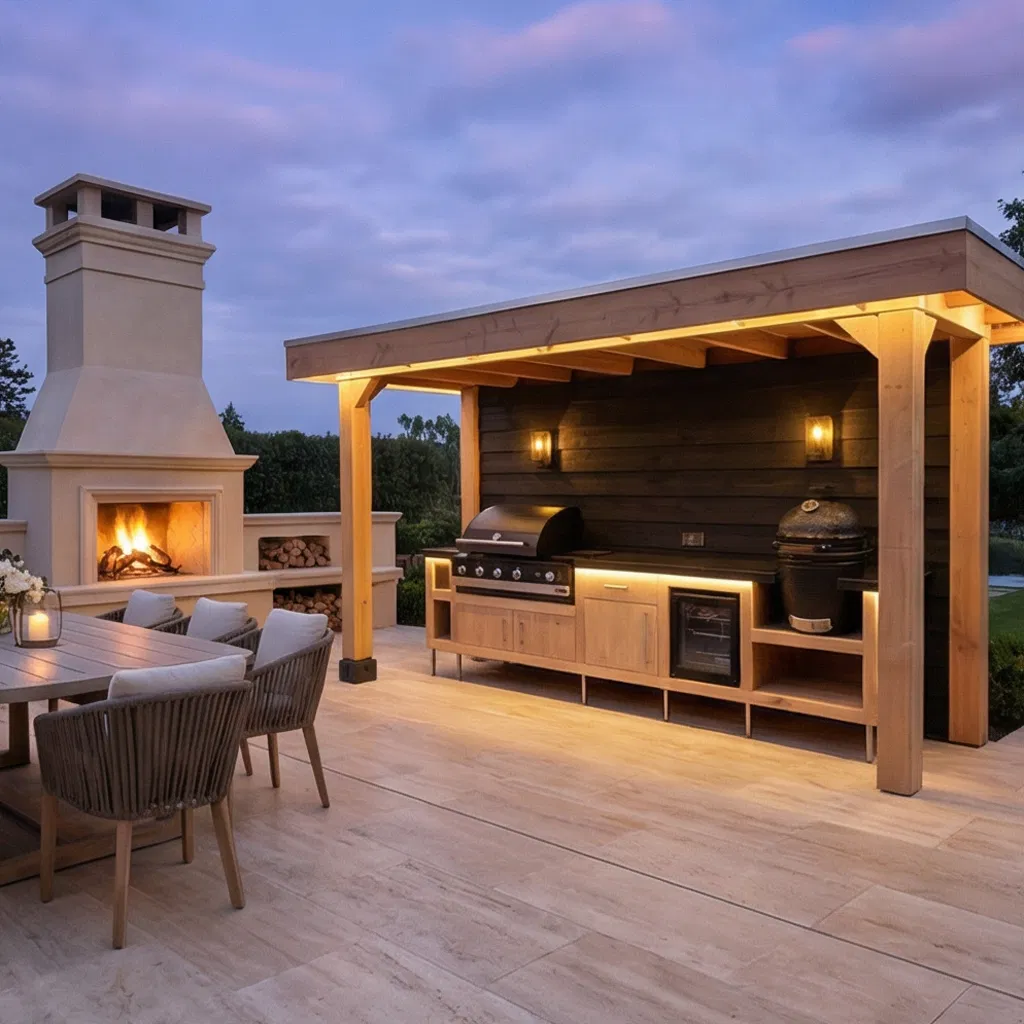 Stainless Steel Cabinet Outdoor Kitchen with Mixer Tap & Electric Sockets