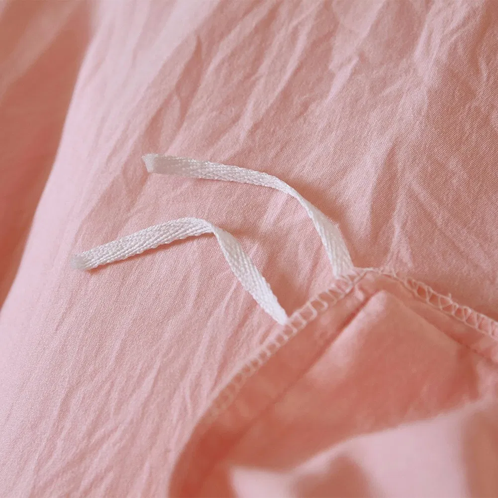 Gyptian Quality Vibrant Stone Washed Microfiber Pink Duvet Cover Queen Size 3 PCS Set