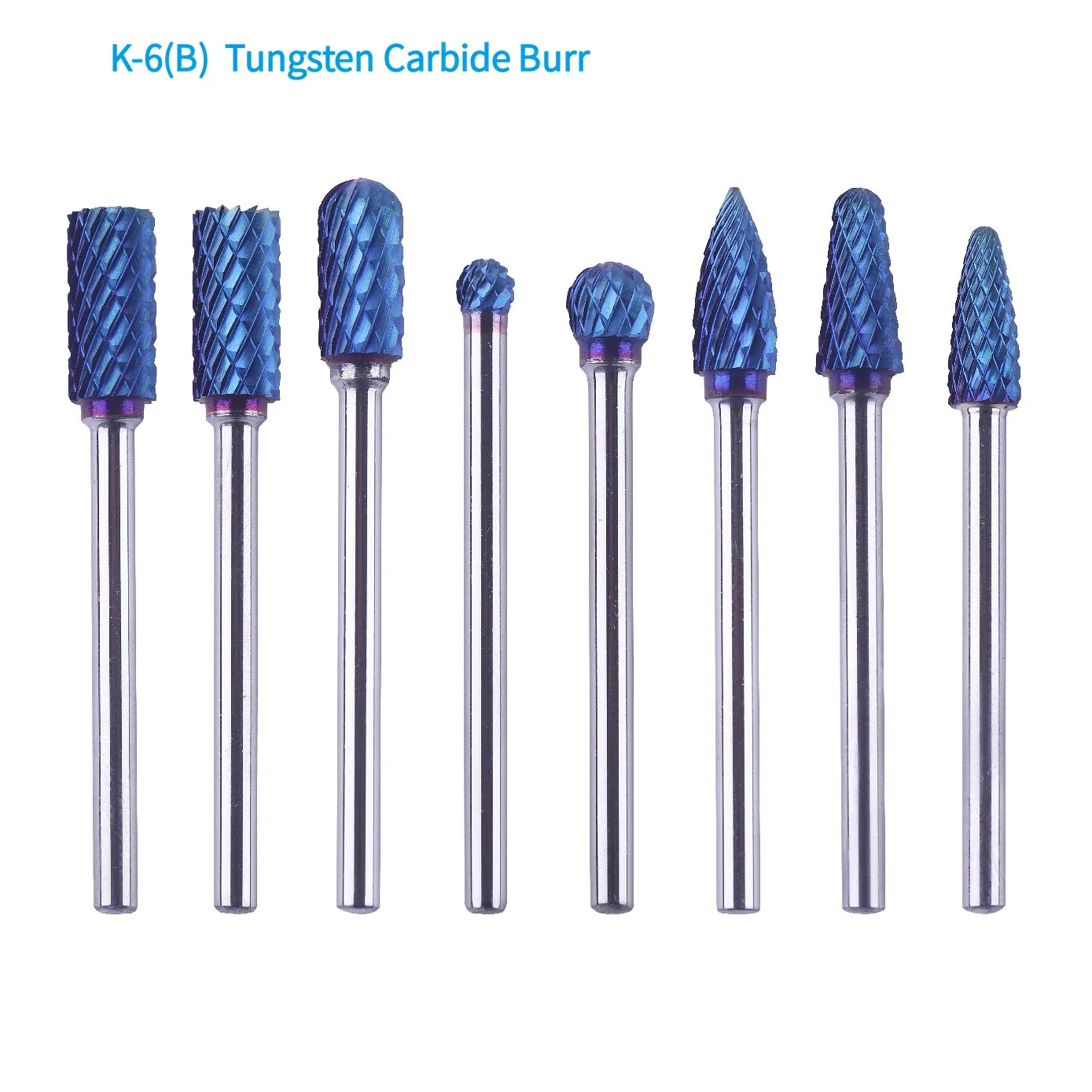 3mm X 8PCS/Set Blue Nano Coating Top Quality Tungsten Carbide Wood Metal Carving Rotary Burr