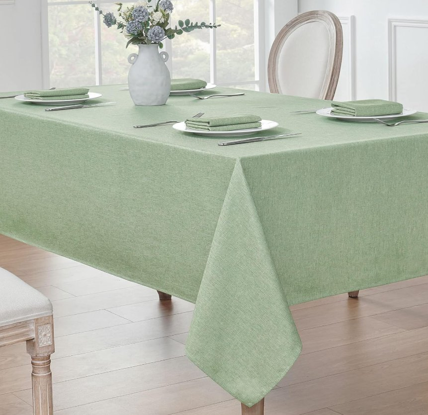 Rectangle Stain and Wrinkle Resistant Washable Tablecloth Waterproof Linen Textured Tablecloth