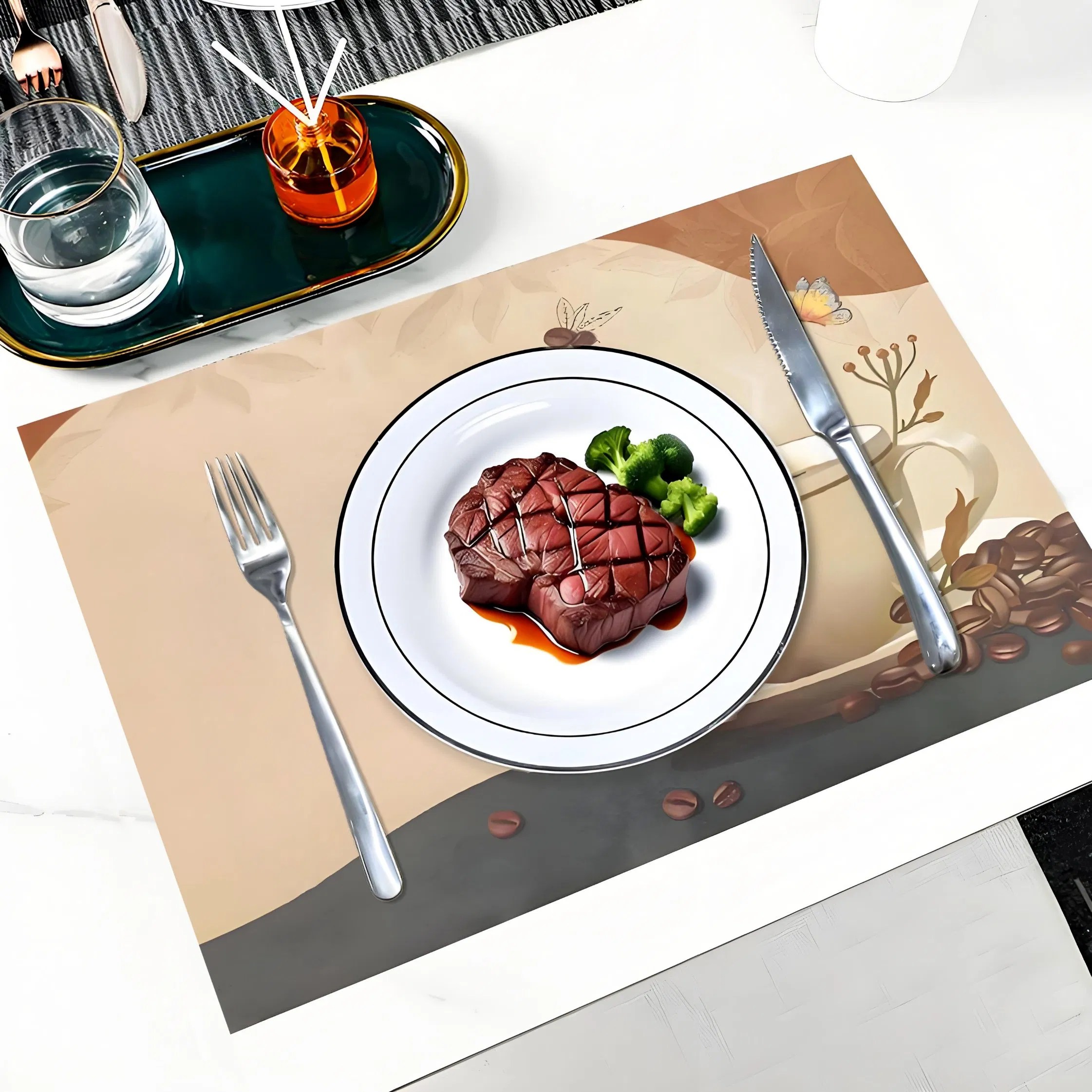 Custom Restaurant Plates Placemats Paper Disposable Tray Paper Mat Dining Christmas Menu Table Place Mats Paper Placemat