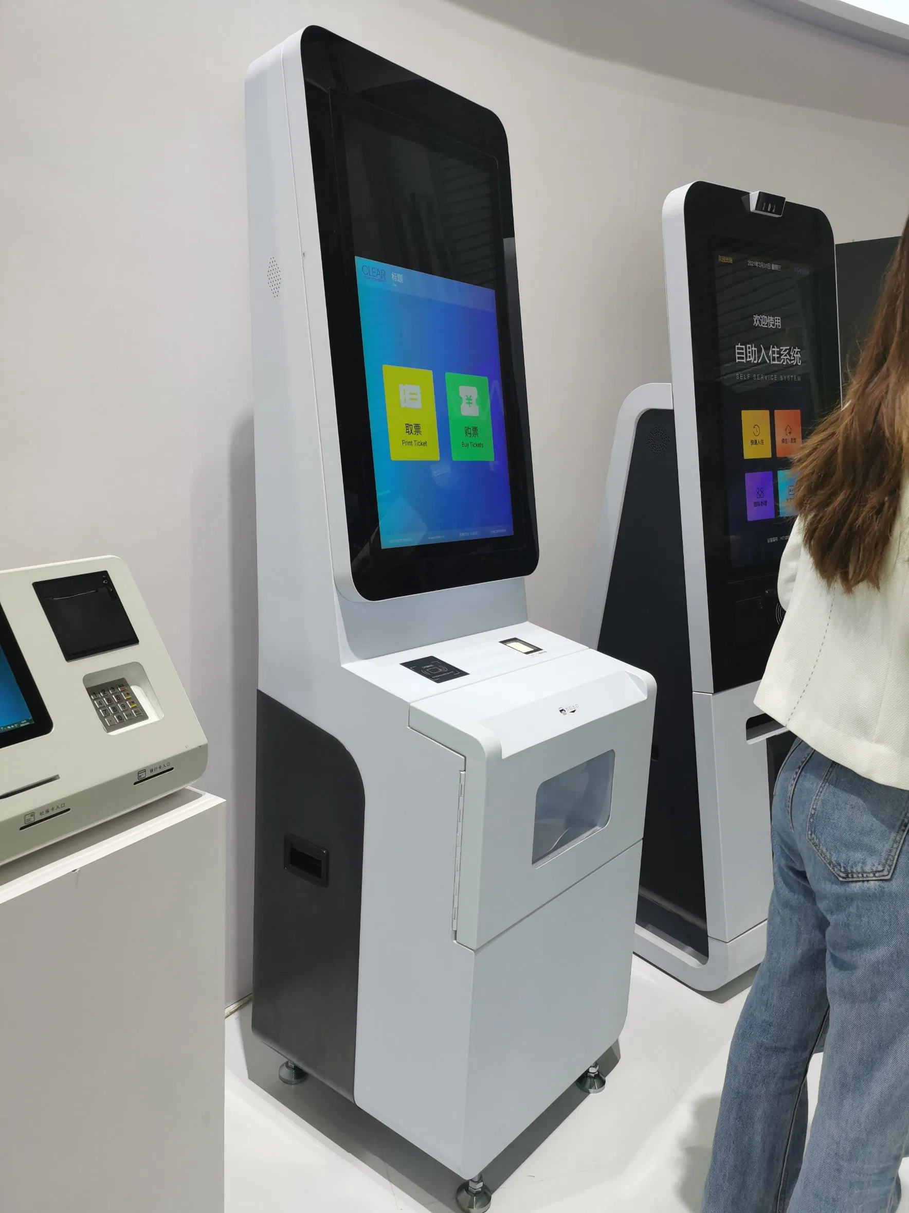 Smart Ticket Vending Kiosk with Identification Card Qr Code Scanning Ticket Printing