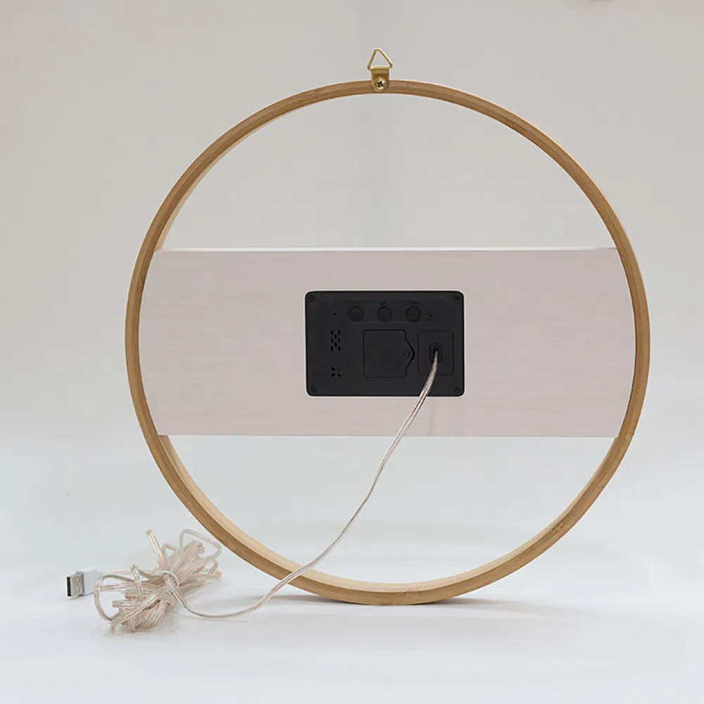 Bamboo Meet Wood Wall Clock Large LED Display House Decorative Modern Style
