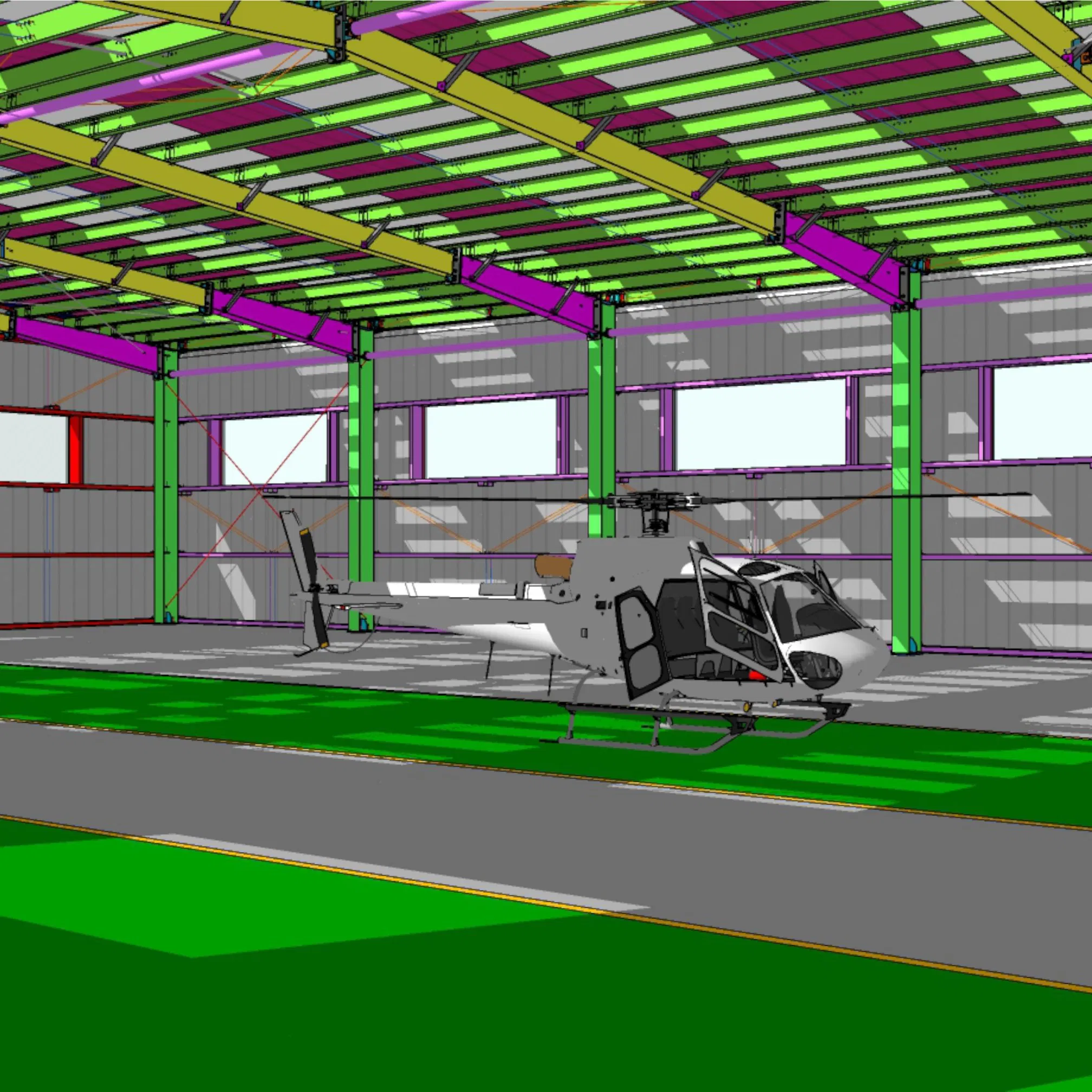 New Design Prefabricated Metal Steel Structure Warehouse Pre-Engineered Light Steel Structure Daylight Aircraft Hangar