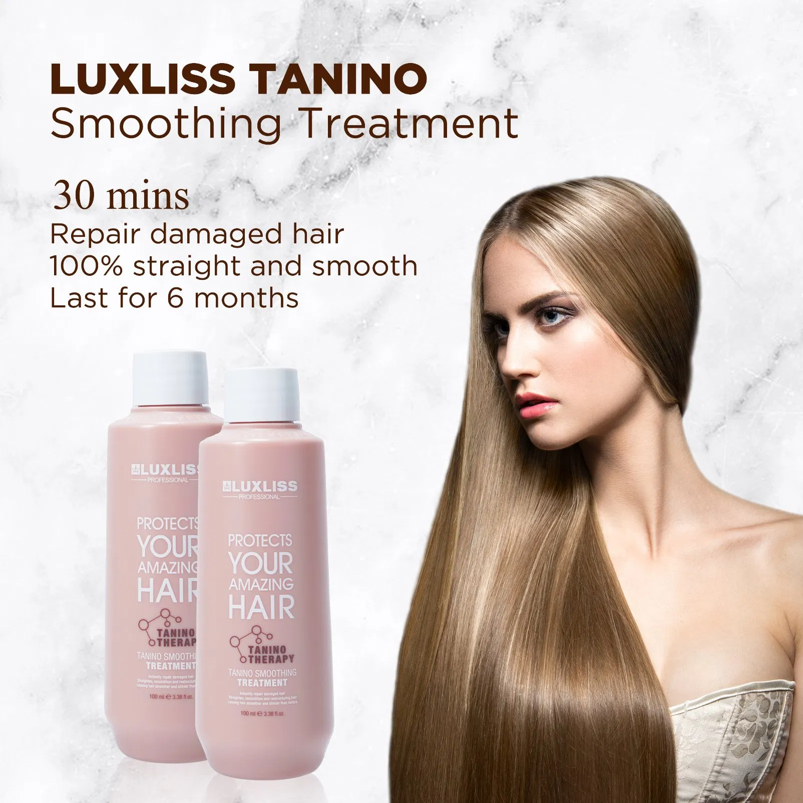 Luxliss Amino Acid Hair Straightening Cream Smooth Repair Damaged Tanino Hair Treatment