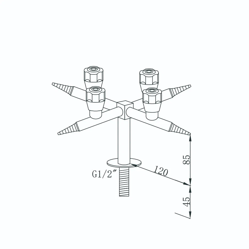 Лабораторный кран газовый 4-х ходовой для раковины