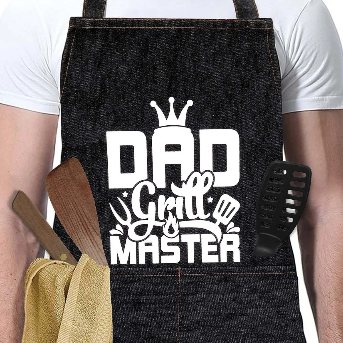Denim Apron, Restaurant Outdoor Apron, Wear-Resistant and Scratch-Resistant, Thickened Work Apron, Barbecue Apron