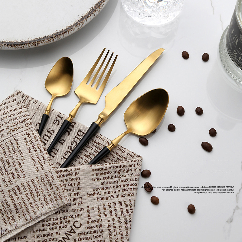 Stainless Steel Cutlery Set Creative Handle Design Spray Paint Black Gold Cutlery