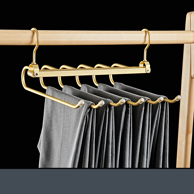 6-Layer Aluminum Alloy Magic Pants Rack Horizontally or Vertically Design 9mm Folding Multi-Layer Trousers Storage Hangers