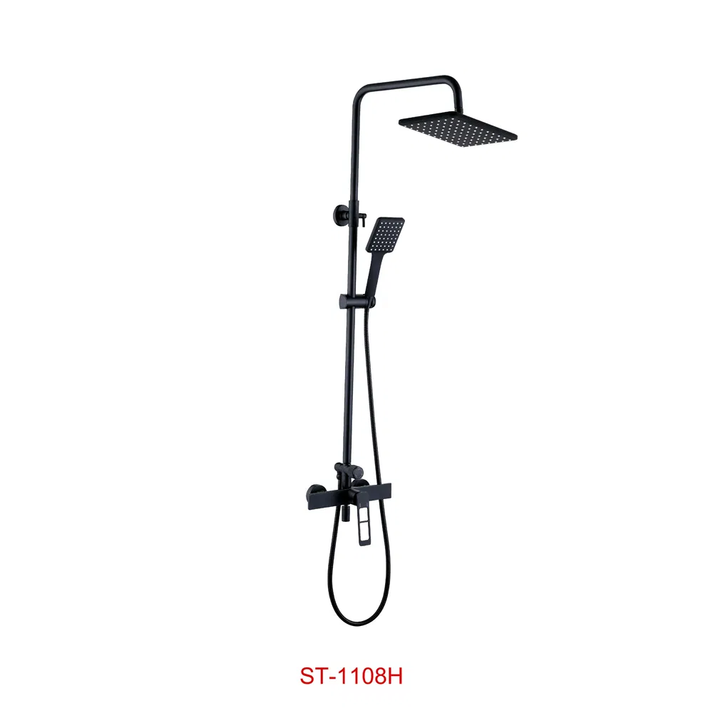 Popular High Quality Black Four Functions Bathroom Brass Shower with Dual Handles