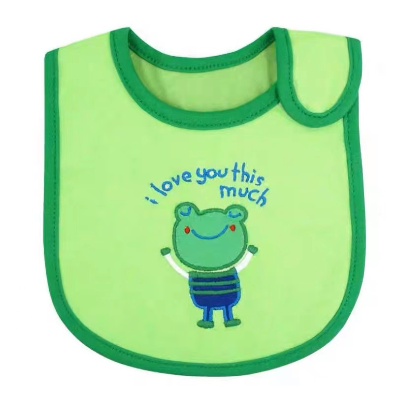 Cute Pink Animal Baby Bib with Snap Closure - Soft Organic Cotton Feeding Bib