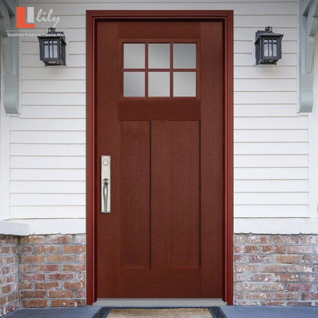 Lily Industries Soundproof Wood Grain Door Design Fiberglass Door
