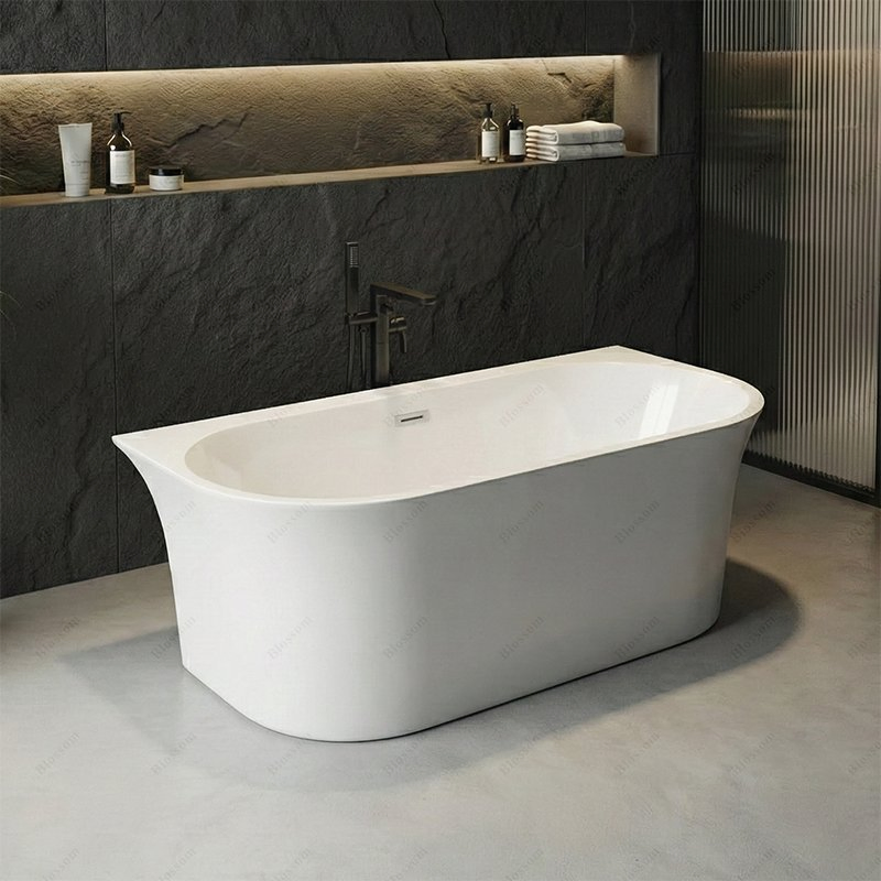 UV Resistant Acrylic Freestanding Bathtub with Color Fade Protection Designed in Outdoor Sunroom Settings