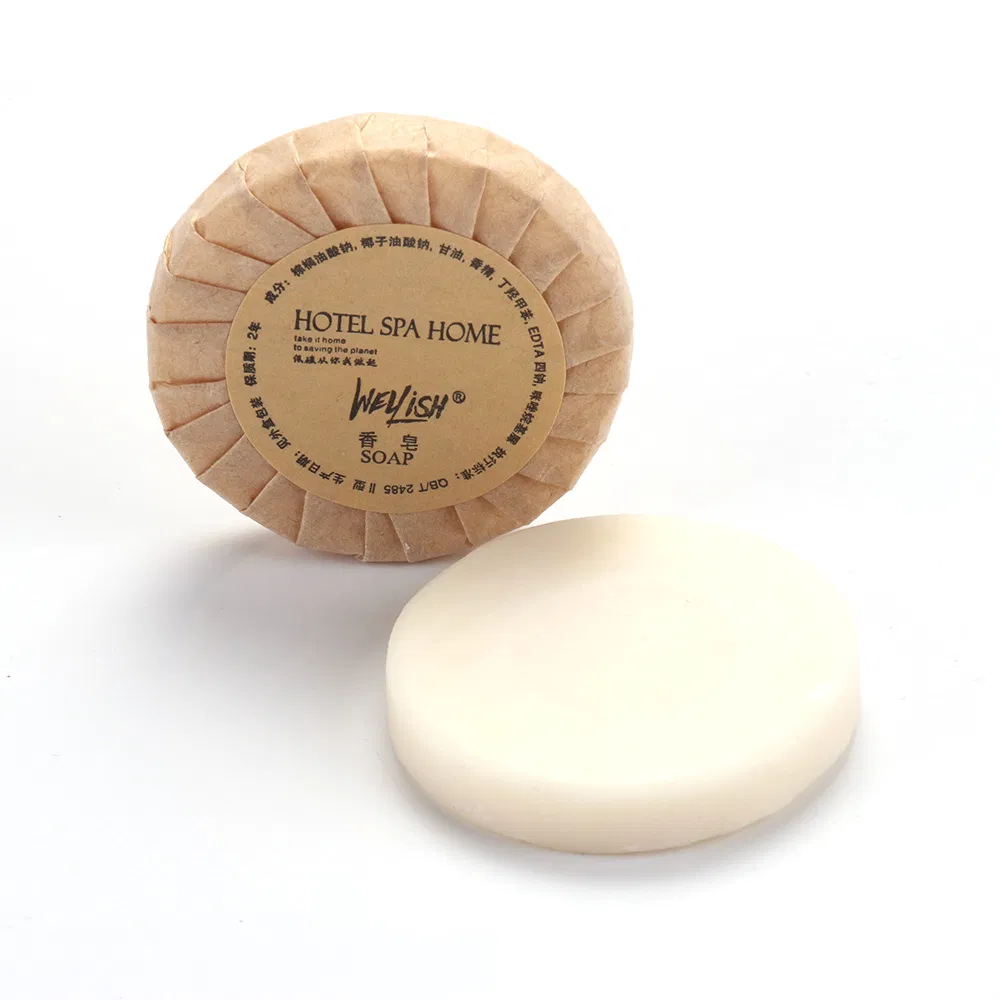 Round Soap with Pleated Kraft Paper Wrapper for Hotel Toilet Room Using