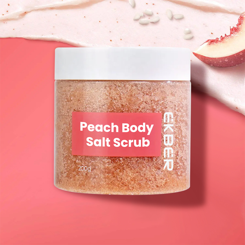 Customize Logo Lightening Exfoliation Remove Dead Skin Peach Body Scrub Salt