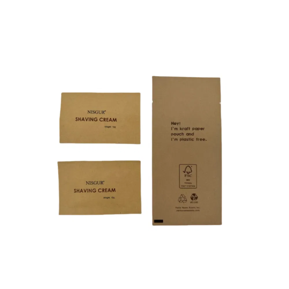 Eco Biodegradable FSC Craft Paper Pouch for Softening and Smoothing Shaving Cream