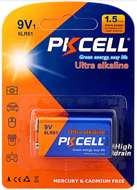 Батарейка алкалиновая 9V PKCELL 6LR61