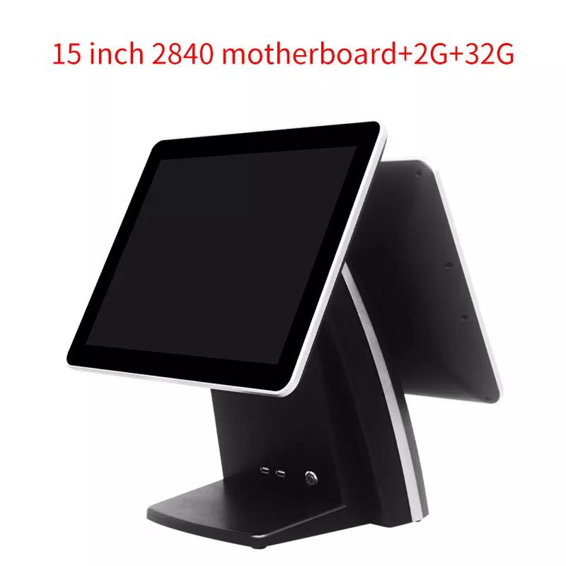 Dual Screen Cash Register All in One POS Terminalwin10 OS 15 Inch Touch Screen POS Systemwith 64GB SSD