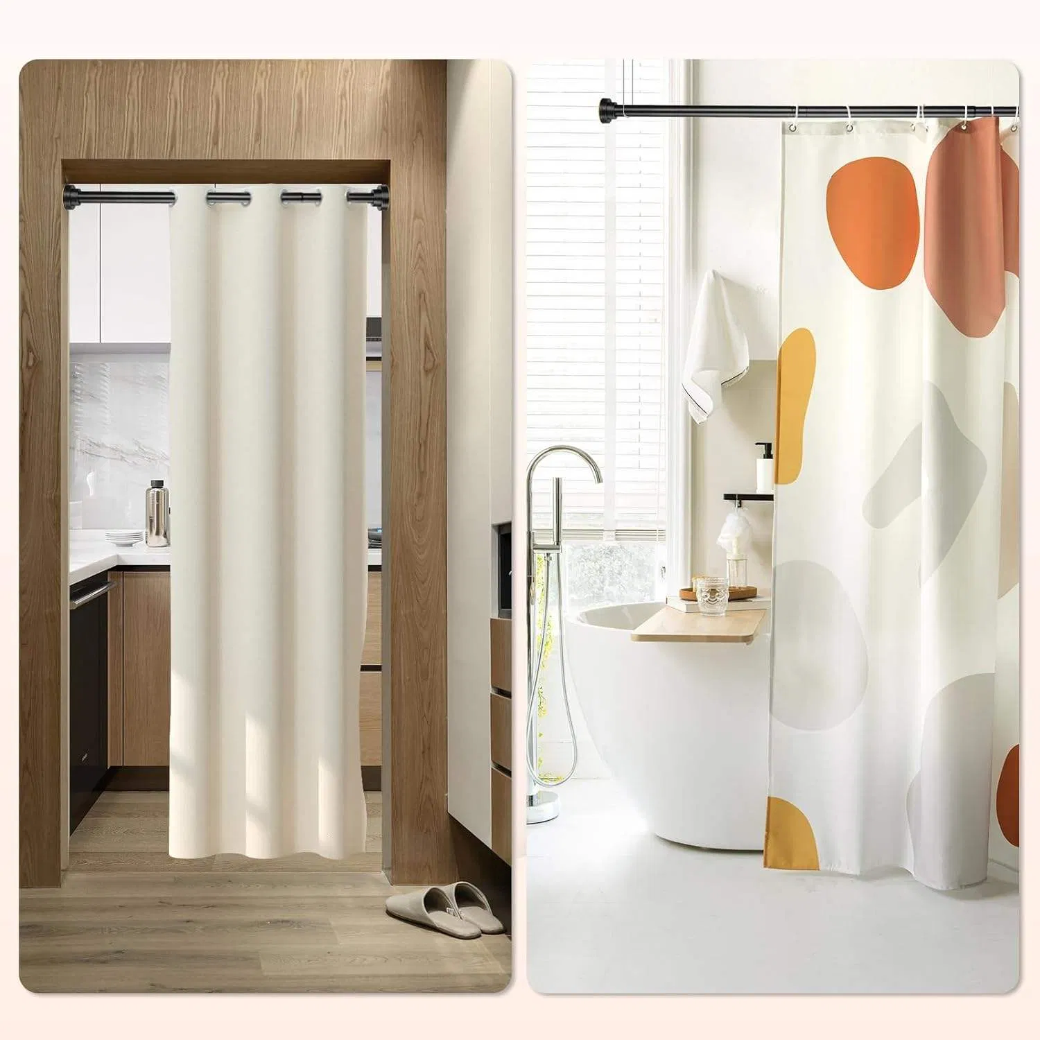 Self Adhesive Curtain Rod Brackets, Self Adhesive Hooks for Bathroom Tension, Wall Hooks Adhesive