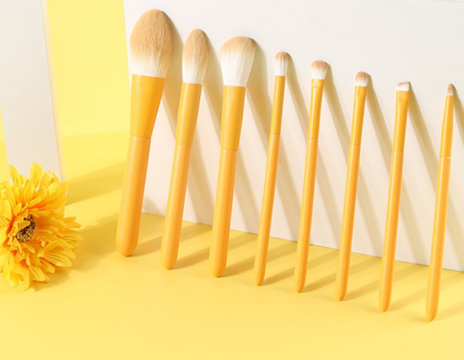 8PCS Candy Color Wood Handle Makeup Brushes Eyeshadow Brush Eyebrow Brush High-Quality Beauty Tools