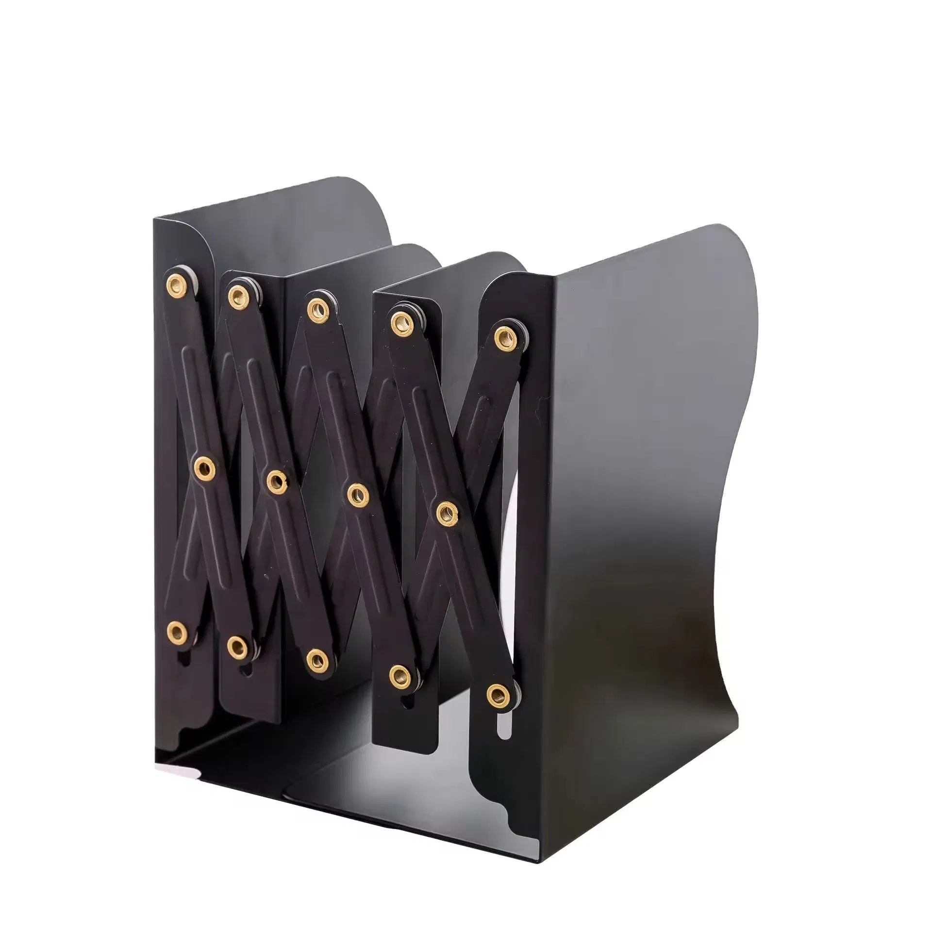 Luxury Decor Customized Metal Adjustable Modern Stylish Black Bookends with Non-Skid Base for Home Office Use