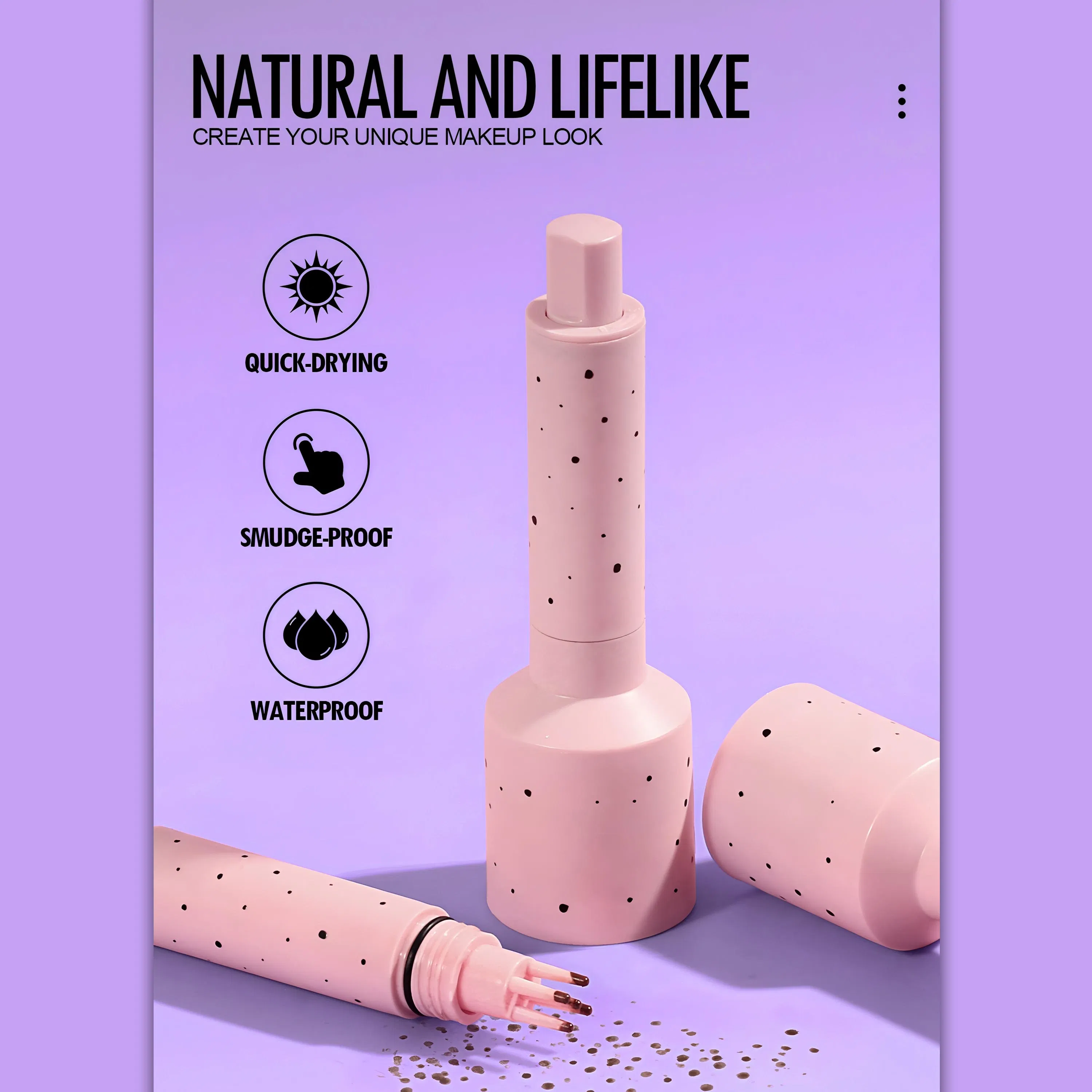 Freckle Stamp Pen, Waterproof Faux Freckle Pen, Natural-Looking Lifelike Freckle Makeup, 5-Point Quick Dry Long-Lasting and Waterproof Makeup Pen