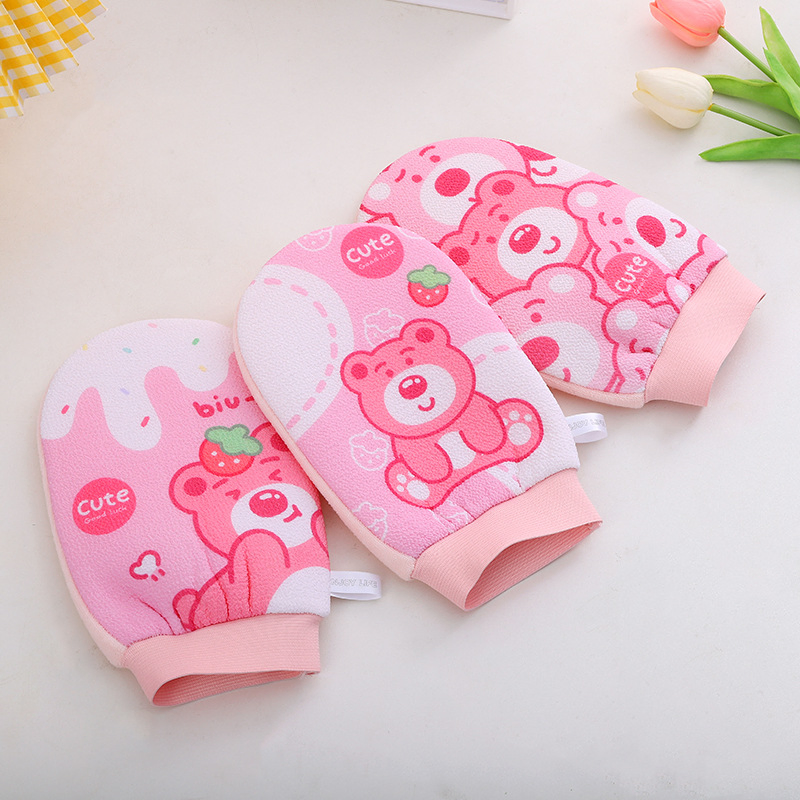 Cute Cartoon Bath Gloves Strong Rub Mud Gloves Bath Rub Back Towel