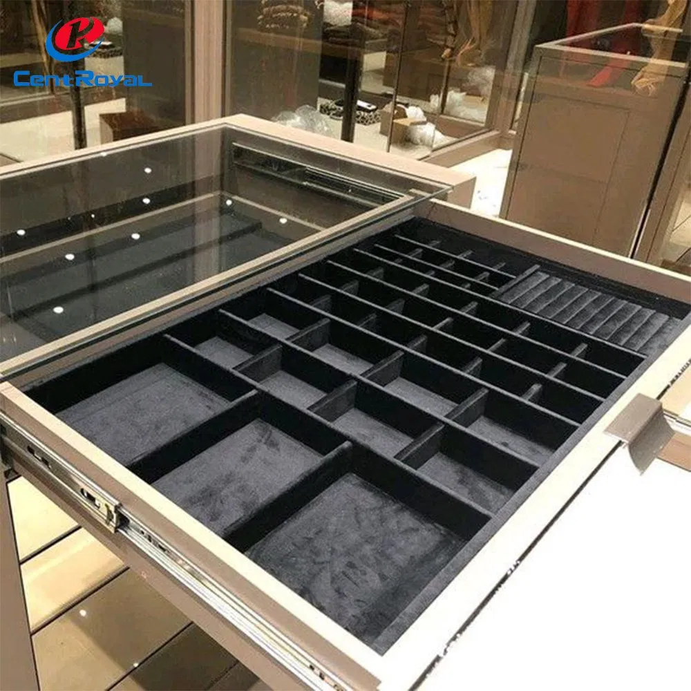 LED Light Smart Watch Display Counter Cabinet Leather Watch Display Luxury Watch Display Wrist Watch Display Stand Jewelry Glass Showcase