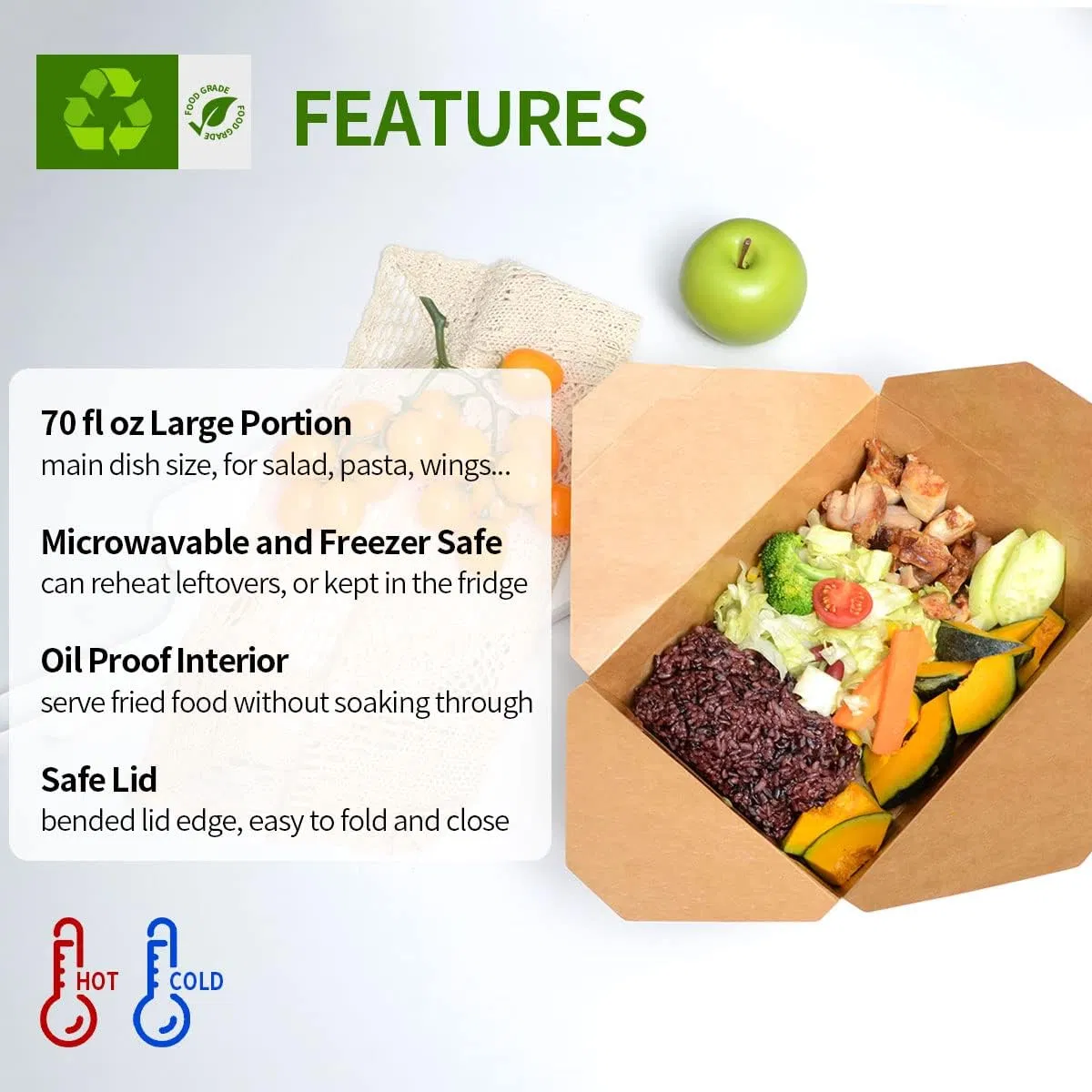 Microwaveable Kraft Brown Lunch Boxes to Go Container Take out Food Container for Restaurant Catering and Party