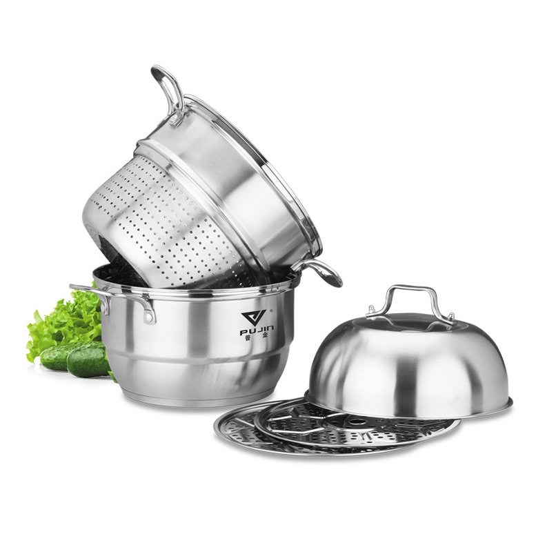 Пароварка-кастрюля из нержавеющей стали, 28 см