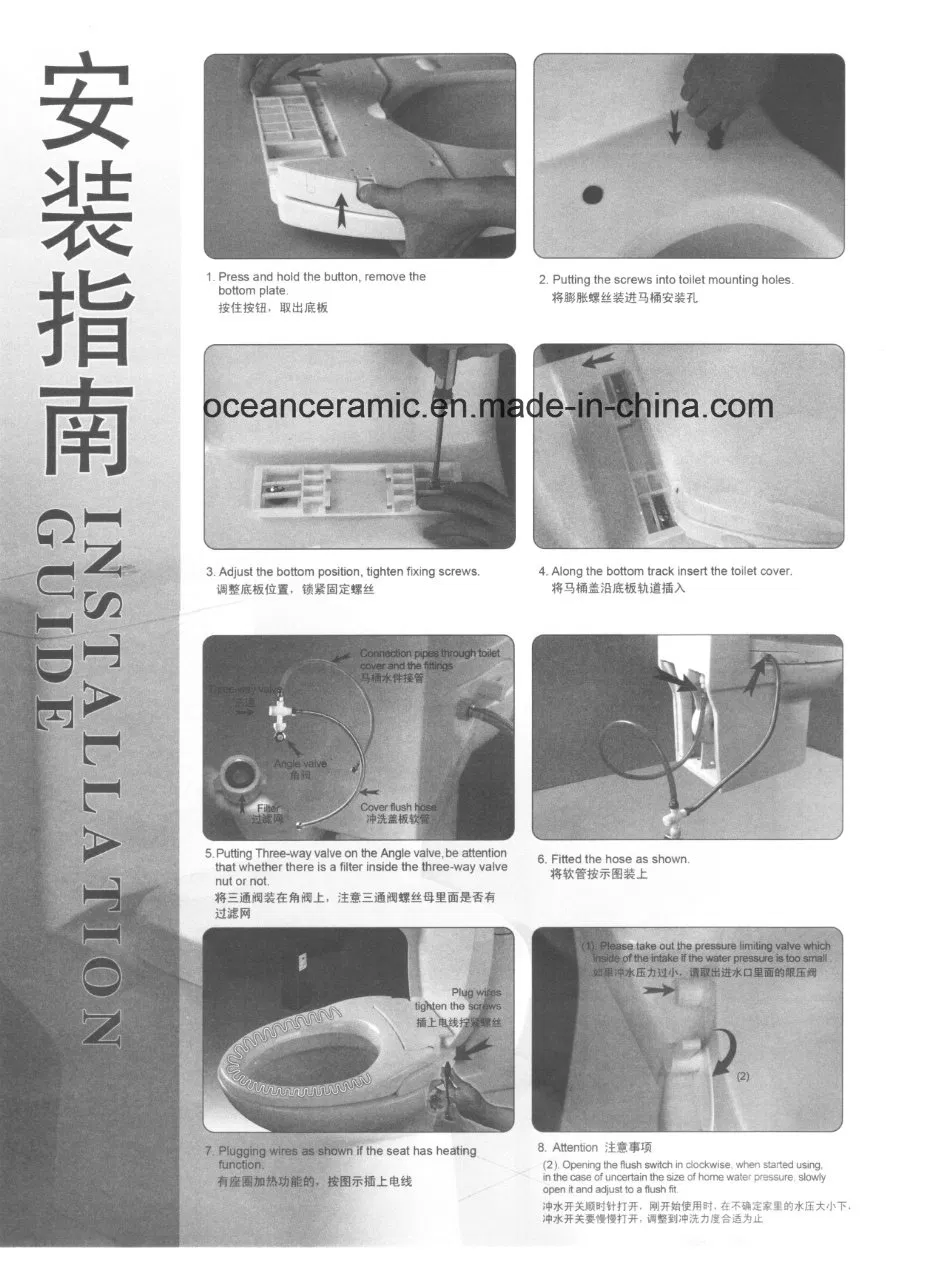Ts-1002 Elongated Toilet Seat, Non-Electronic Bidet Seat Cover for American V-Shape Toilet