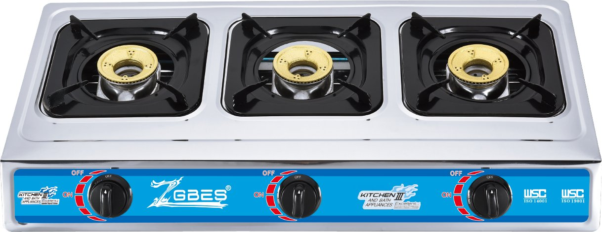 Durable Stainless Steel Gas Stove with 3 Efficient Burners