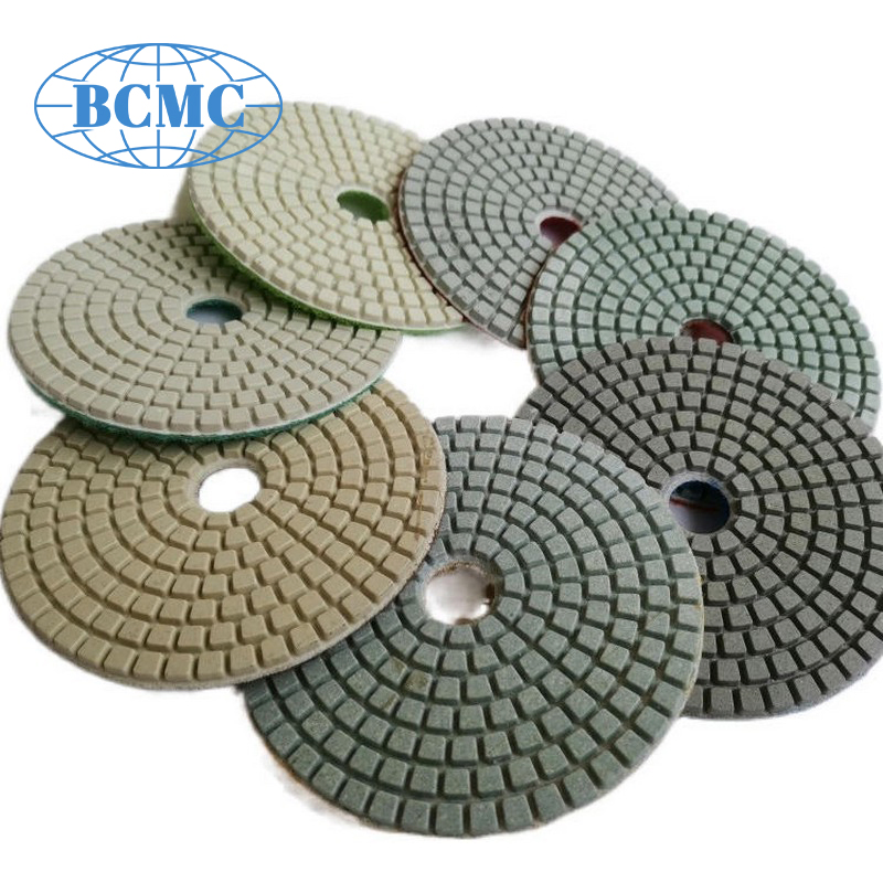 Bcmc Full Set 4 Inch Wet Backer Pad Granite Concrete Marble Diamond Polishing Pads